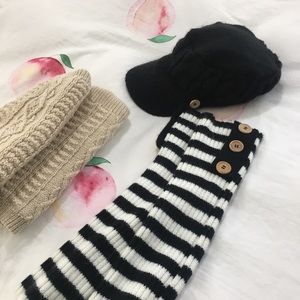 Leg warmer/ arm warmers matching knit hat bundle